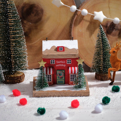 Santa's Workshop Wooden Christmas Block