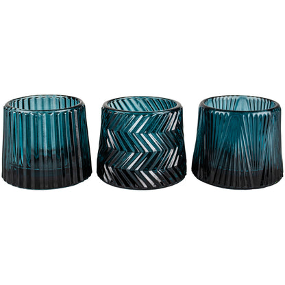 Tea Light Holder Pontus Blue Set of 3