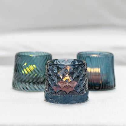 Tea Light Holder Pontus Blue Set of 3