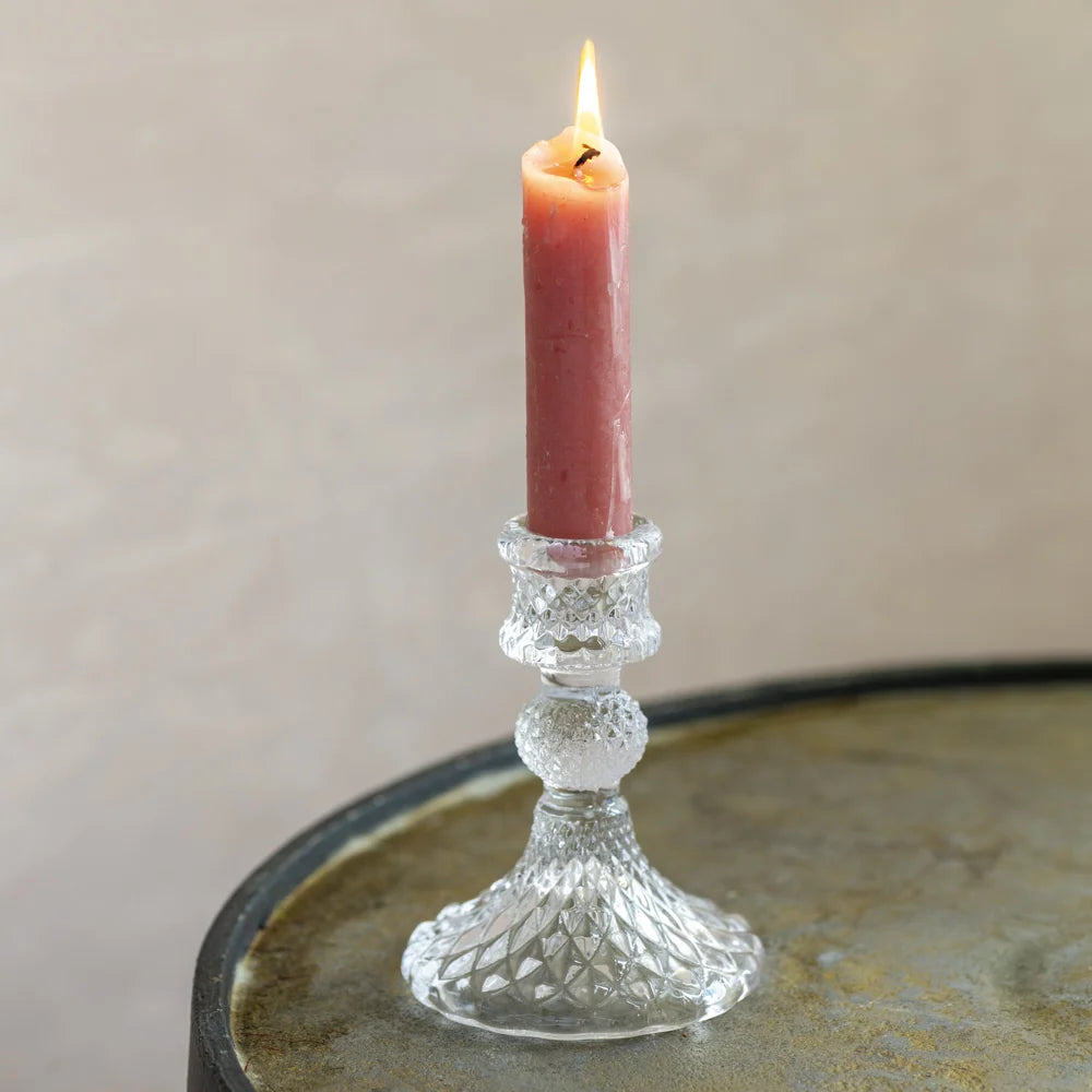 Glass Harlequin Candlestick - assorted colours - Shabbyquins
