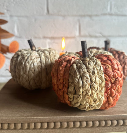 Set of 3 Small Raffia Pumpkins - 2 colour options