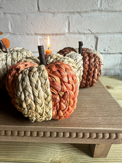 Set of 3 Small Raffia Pumpkins - 2 colour options