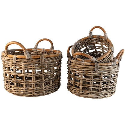 Round Kubu Basket with Handles Set of 3