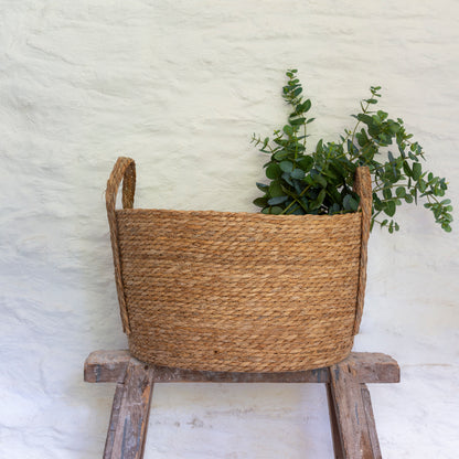 Oval Seagrass Basket with Handles Set of 3