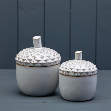 Glazed Ceramic Acorn Pots - Set of 2