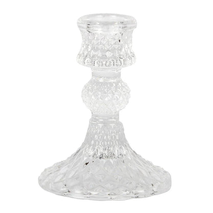 Glass Harlequin Candlestick - assorted colours - Shabbyquins