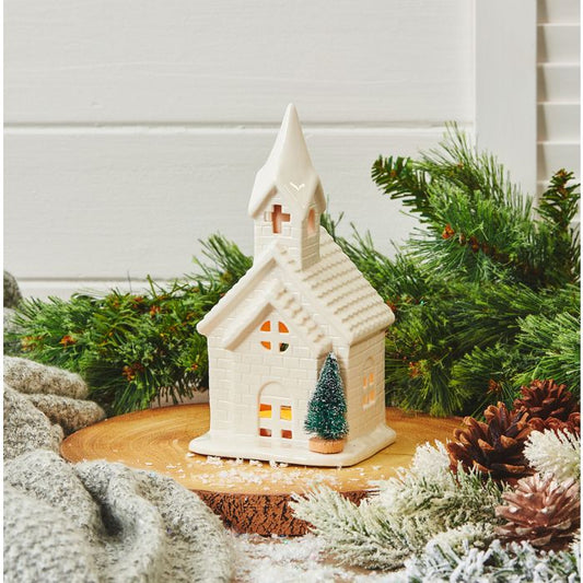 Ceramic Church Tealight Holder