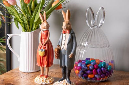 Large Glass Storage Display Jar with Bunny Ears