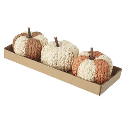 Set of 3 Small Raffia Pumpkins - 2 colour options