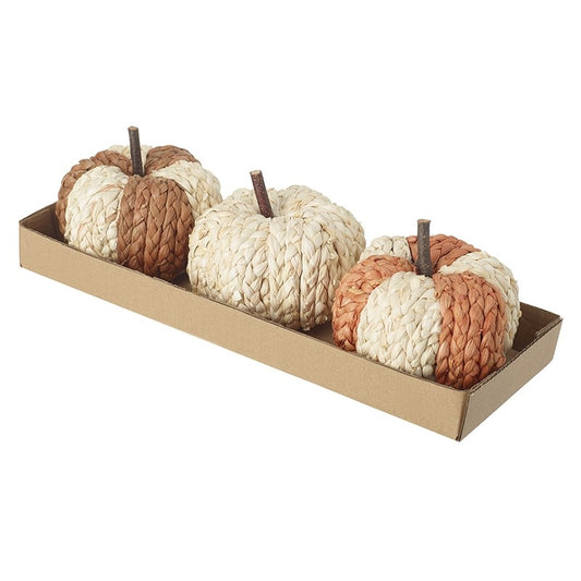 Set of 3 Small Raffia Pumpkins - 2 colour options