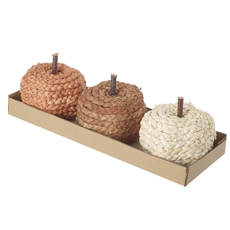 Set of 3 Small Raffia Pumpkins - 2 colour options