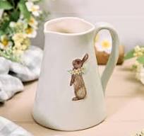 Stoneware Jug – Rabbit & Flowers