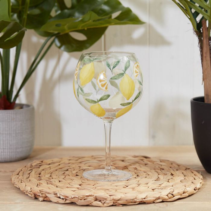 Summer Lemon Gin Glass & Carafe - set or singles