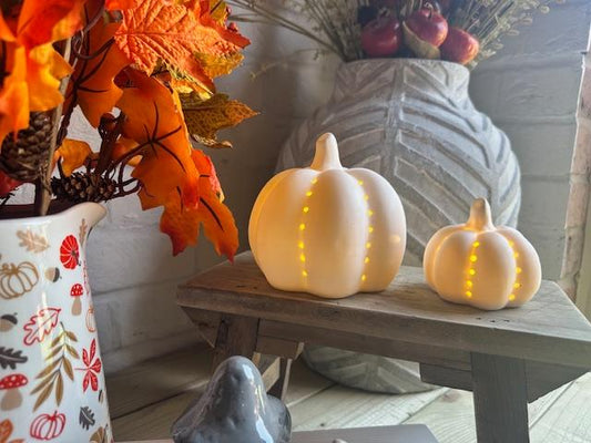 Ceramic LED Pumpkins - set of 2