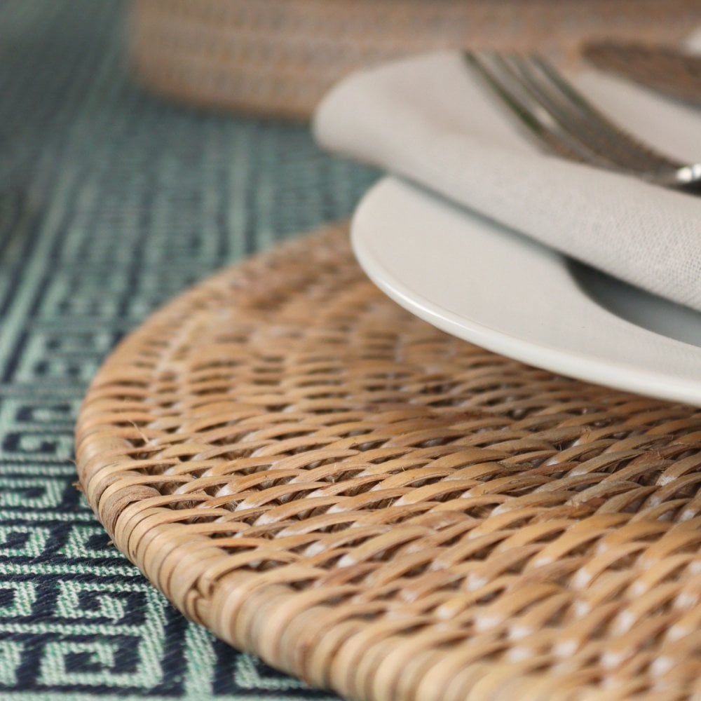 Set of 2 Round Rattan Placemats