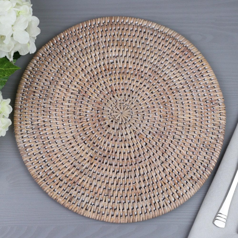 Set of 2 Round Rattan Placemats