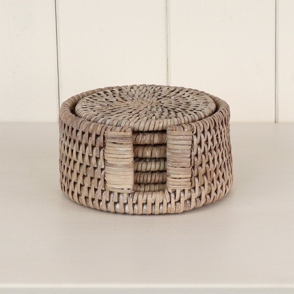 Set of 6 Round Rattan Coasters