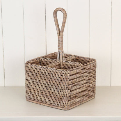 Square Rattan Wicker Condiment Holder