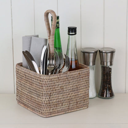 Square Rattan Wicker Condiment Holder