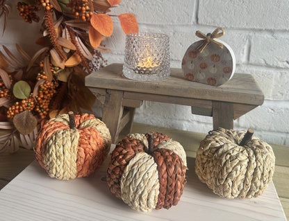 Set of 3 Small Raffia Pumpkins - 2 colour options