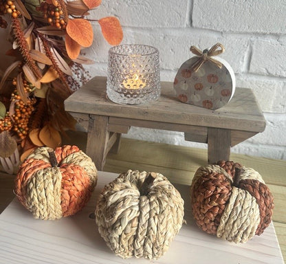 Set of 3 Small Raffia Pumpkins - 2 colour options