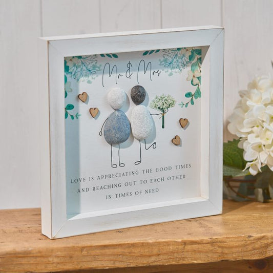 Mr & Mrs Pebble Framed Wooden Plaque