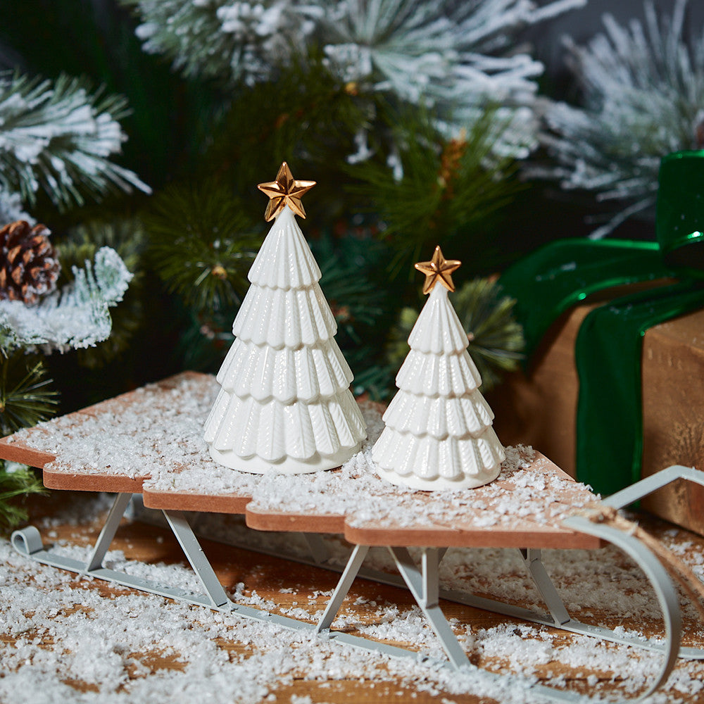 Ceramic Christmas Tree with Gold Star - Small or Large