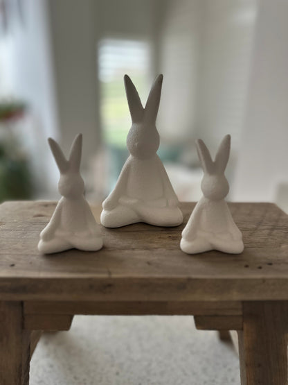 Set of 3 White Yoga Bunny Ornaments