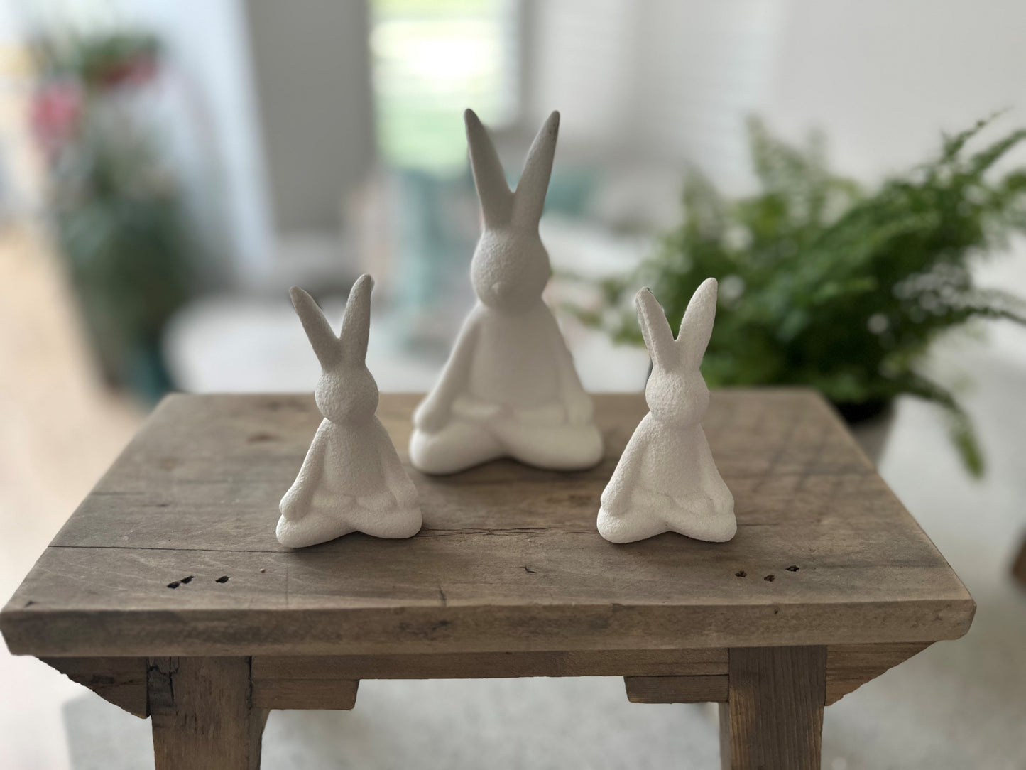 Set of 3 White Yoga Bunny Ornaments