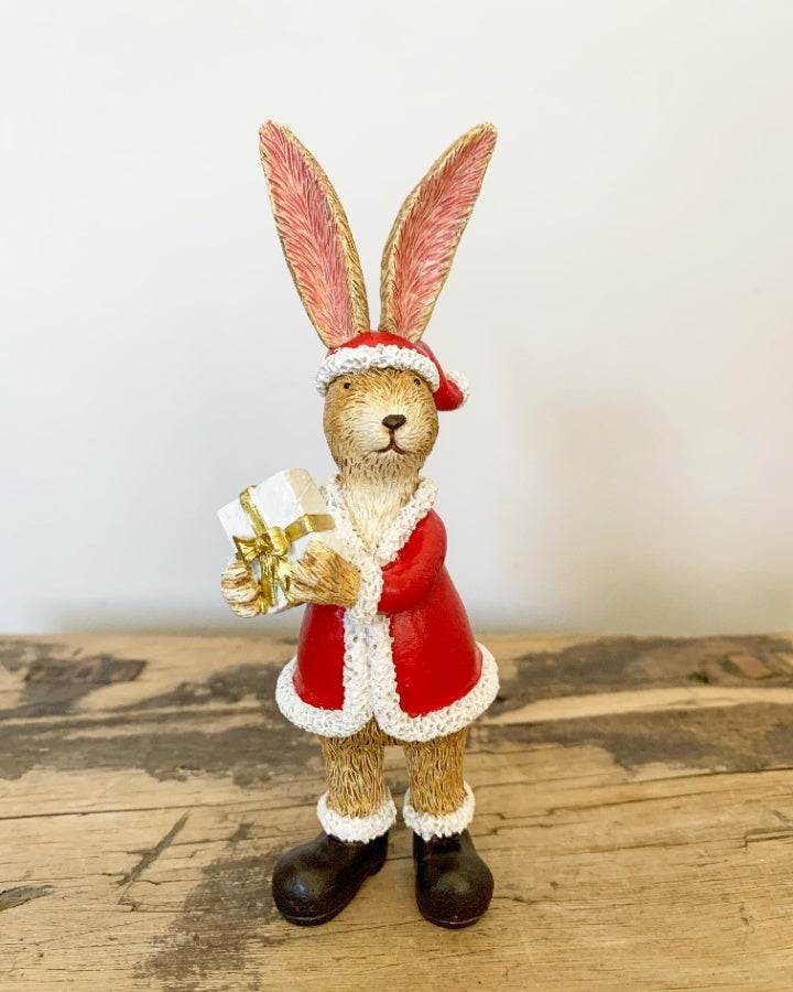 Standing Santa Rabbit With Star or Present