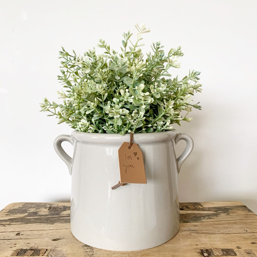 Grey Planter With 'For You' Tag