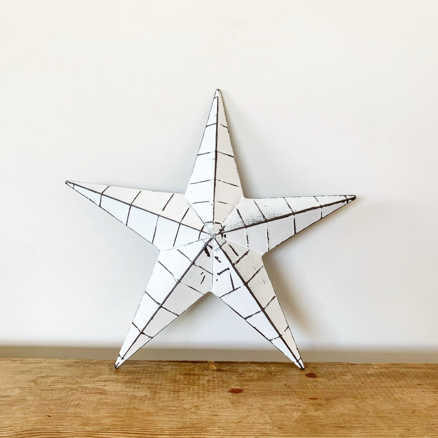 White Metal Barn Star With Ridges - 2 sizes available