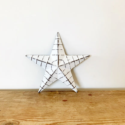 White Metal Barn Star With Ridges - 2 sizes available