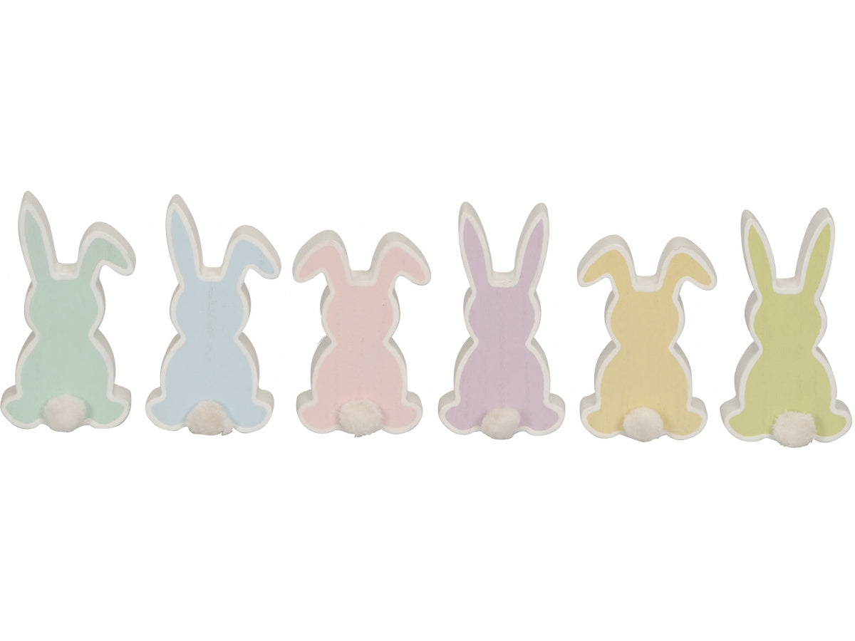 Wooden Pastel Easter Bunny Blocks - 6 cute colours