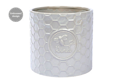 Embossed Bee Planter Grey