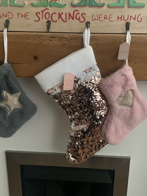 Rose Gold Magic Sequin Christmas Stocking