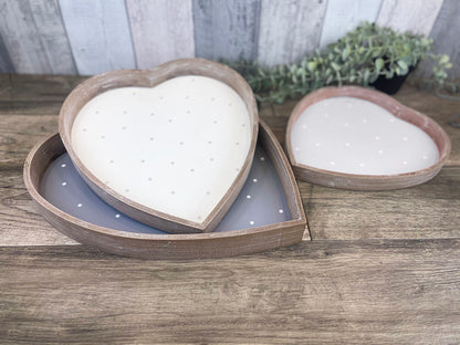 Set of 3 Heart Shaped Spotty Trays