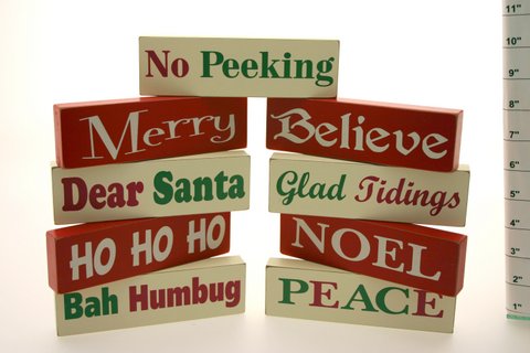 Mini Wooden Christmas Standing Sign Blocks