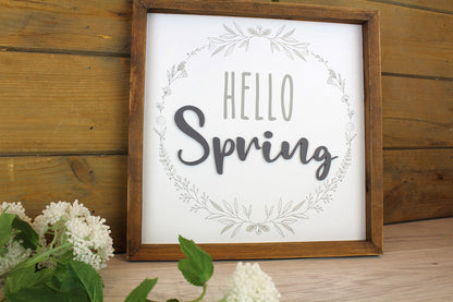 Hello Spring Framed Plaque