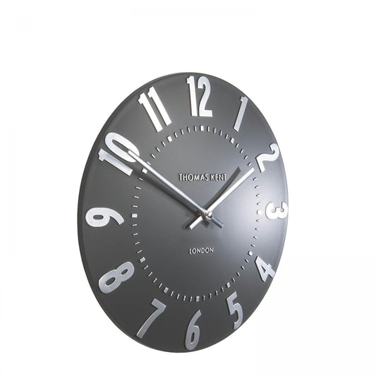 12" Mulberry Wall Clock Graphite Silver - Thomas Kent