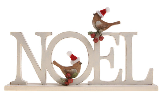 Standing Noel and Birds Decoration