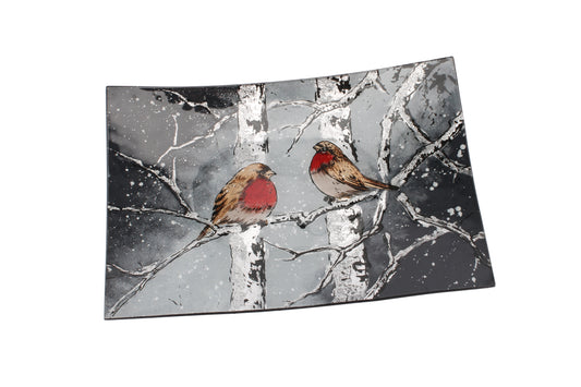 Winter Robin Glass Plate - 2 styles available