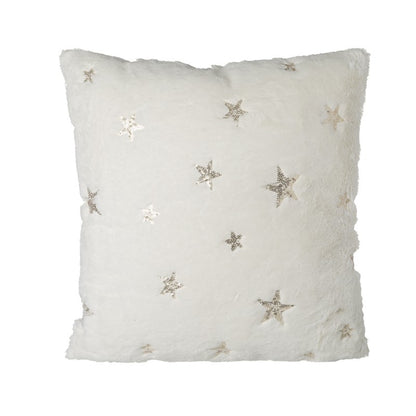 Soft white cushion with gold stars