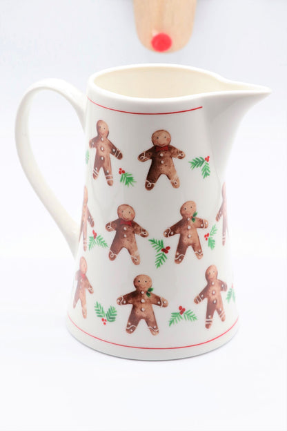 Bone China Jug - Gingerbread Men/Plum Pudding - Various Sizes Available