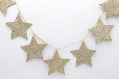 Gold Glitter Stars Garland