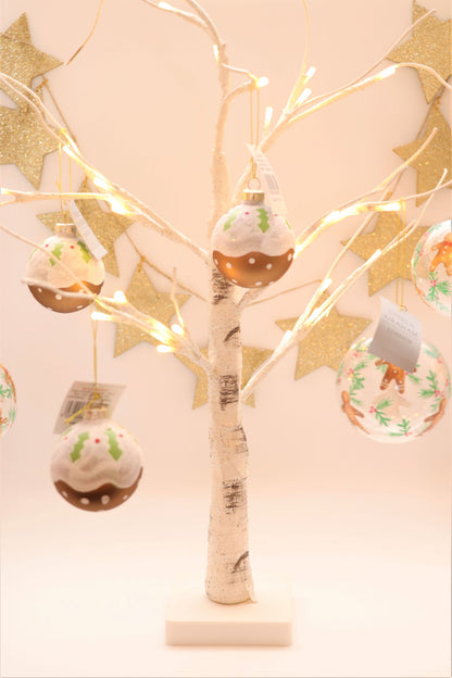 Clear Glass Bauble - Plum Pudding/Gingerbread Men