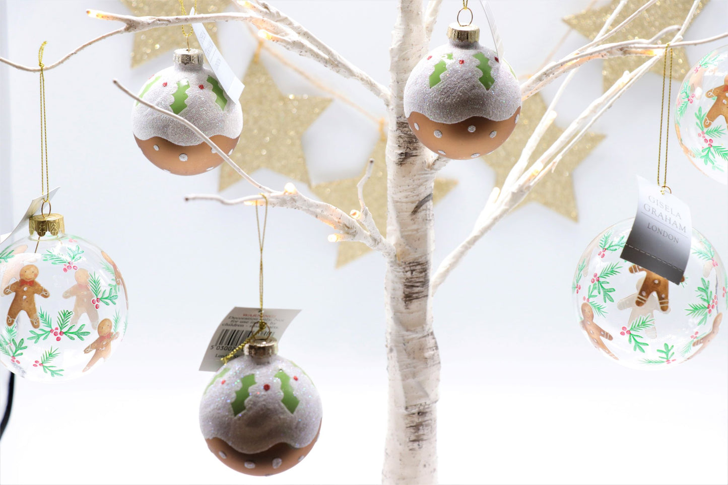 Clear Glass Bauble - Plum Pudding/Gingerbread Men