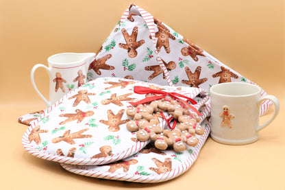 Fabric Oven Gloves, Tea Towel & Apron - Gingerbread Man