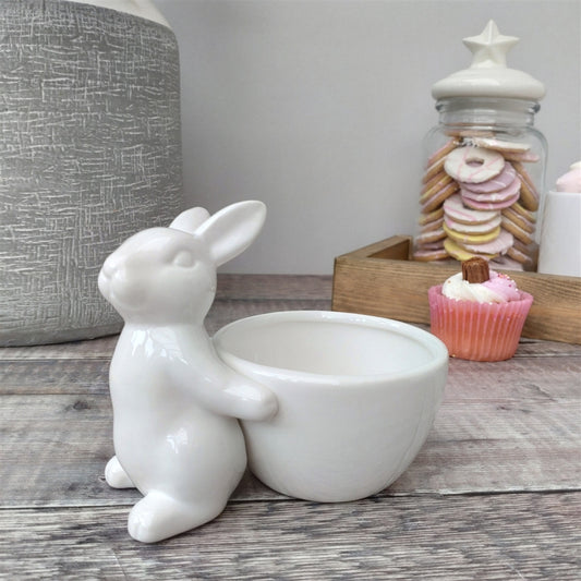 Single Ceramic Snack Bowl with Playful Rabbit