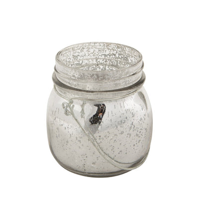 Silver crackle lantern hanging tealight holder